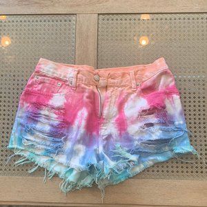 Levi’s Rainbow tie dye cut offs shorts